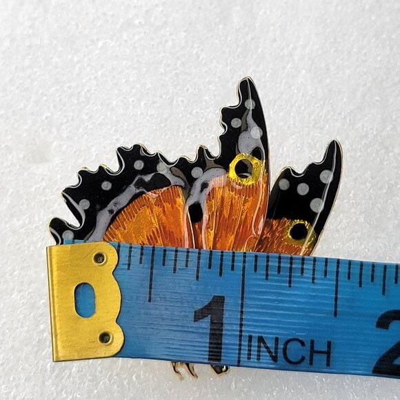 Butterfly Brooch  in vibrant Orange and gold - Picture 9 of 16